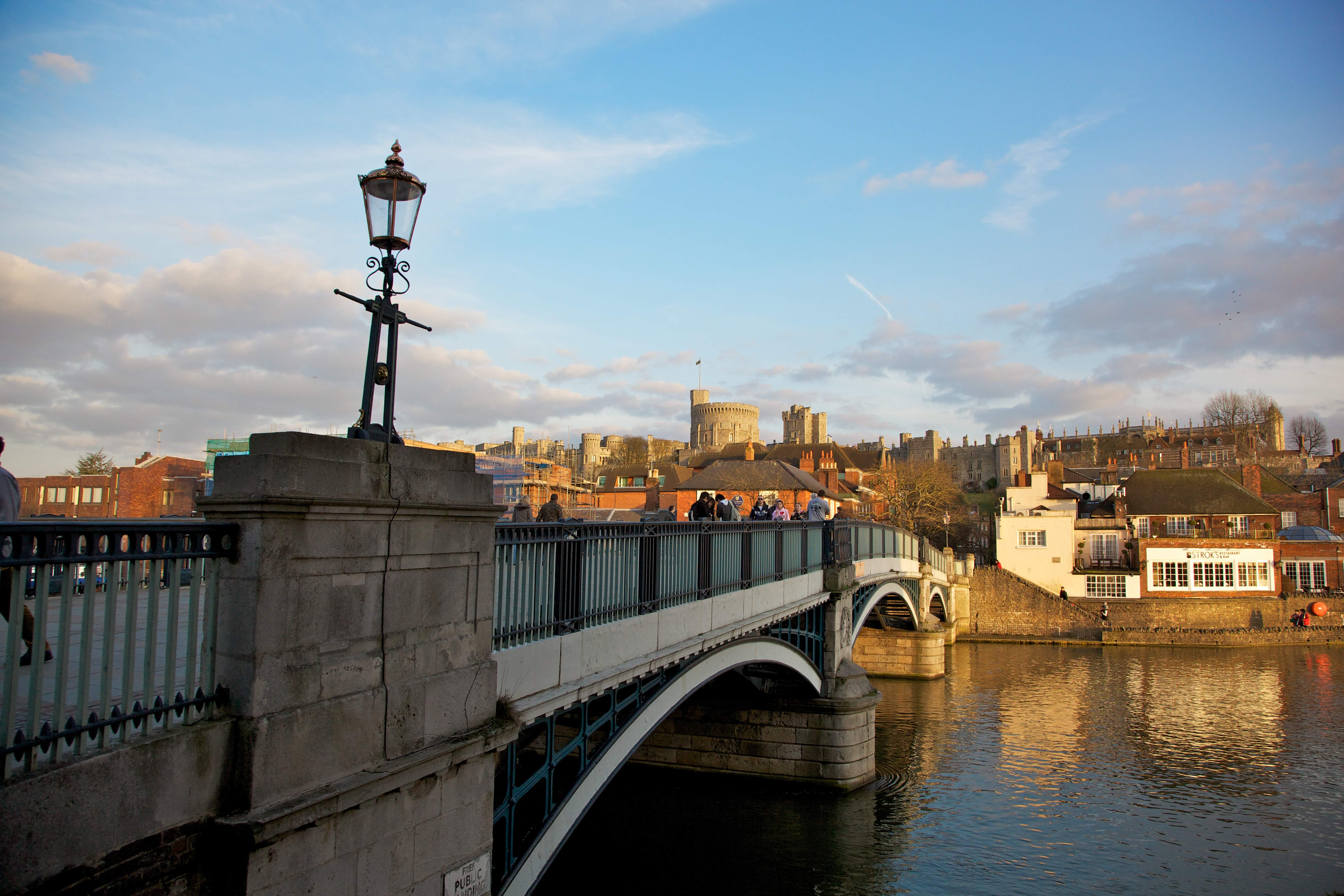 Windsor bridge over the Thames with Windsor Castle in the background.