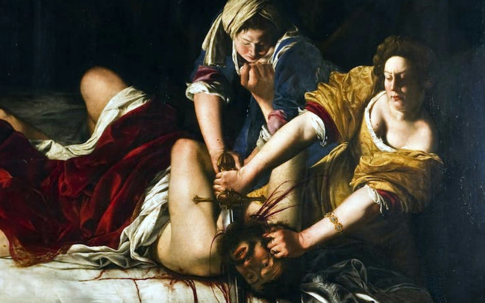 Judith beheading Holofernes, painting by Artemisia Gentileschi at Uffizi Gallery.