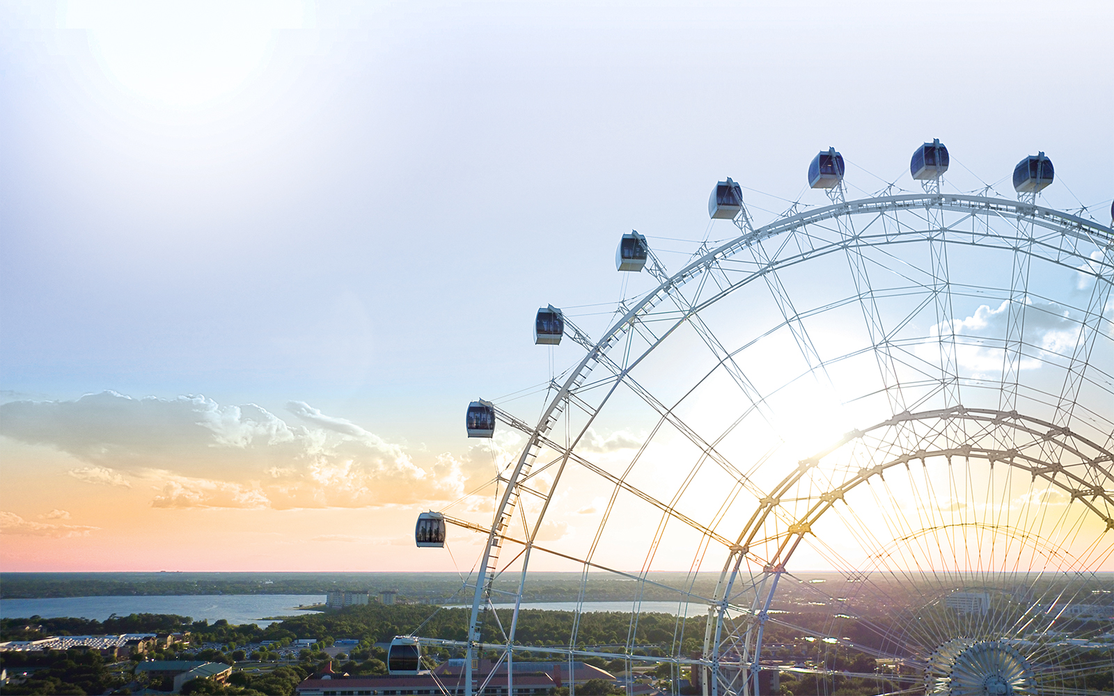 Ferris wheel at sunset in ICON Park, Orlando.