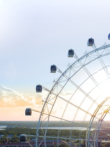 Ferris wheel at sunset in ICON Park, Orlando.