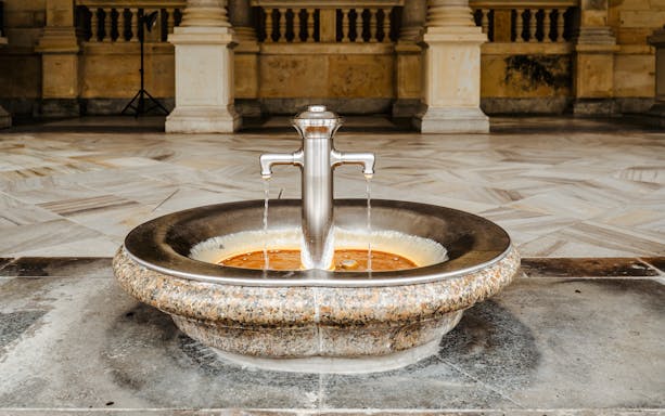 Healing water fountain in Karlovy Vary, Czech Republic.