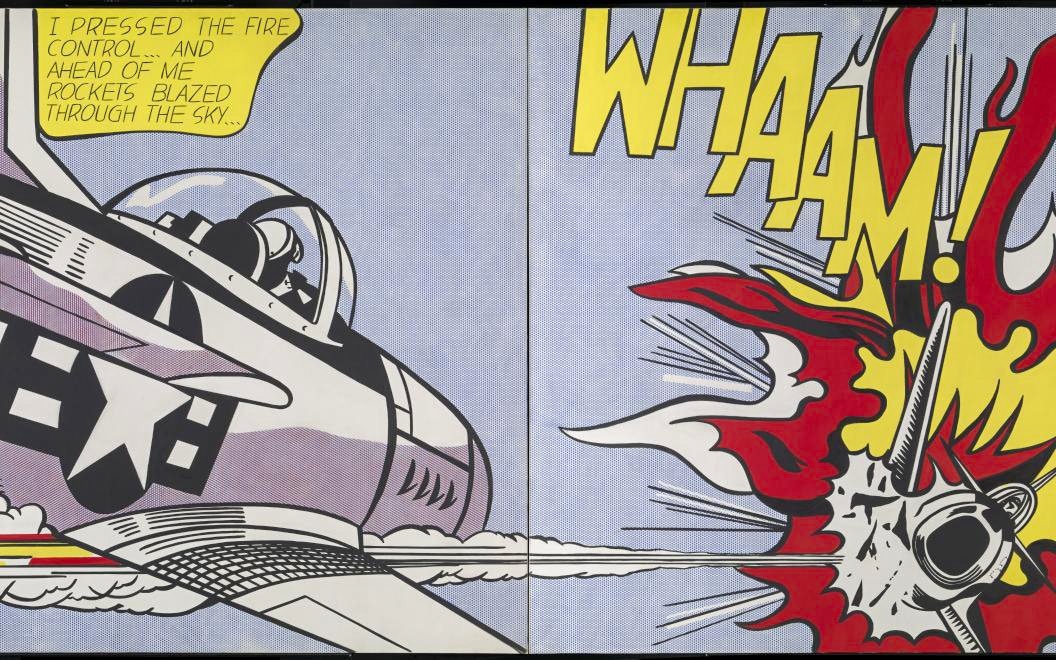 Whaam! by Roy Lichtenstein at Tate Modern, depicting a fighter jet firing a rocket.