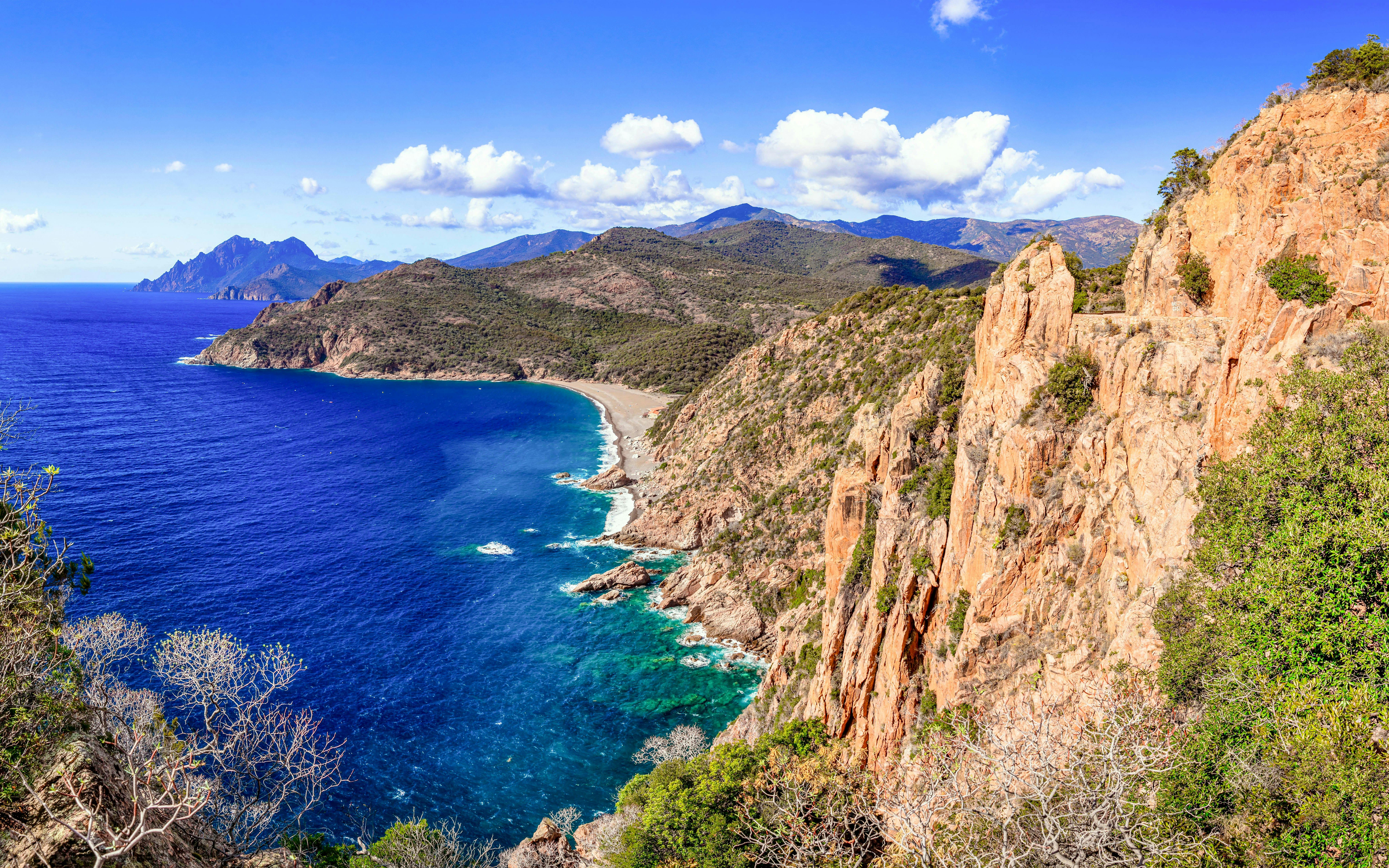 Frioul Archipelago coastline with cliffs and blue sea, France.