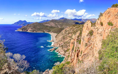 Frioul Archipelago coastline with cliffs and blue sea, France.