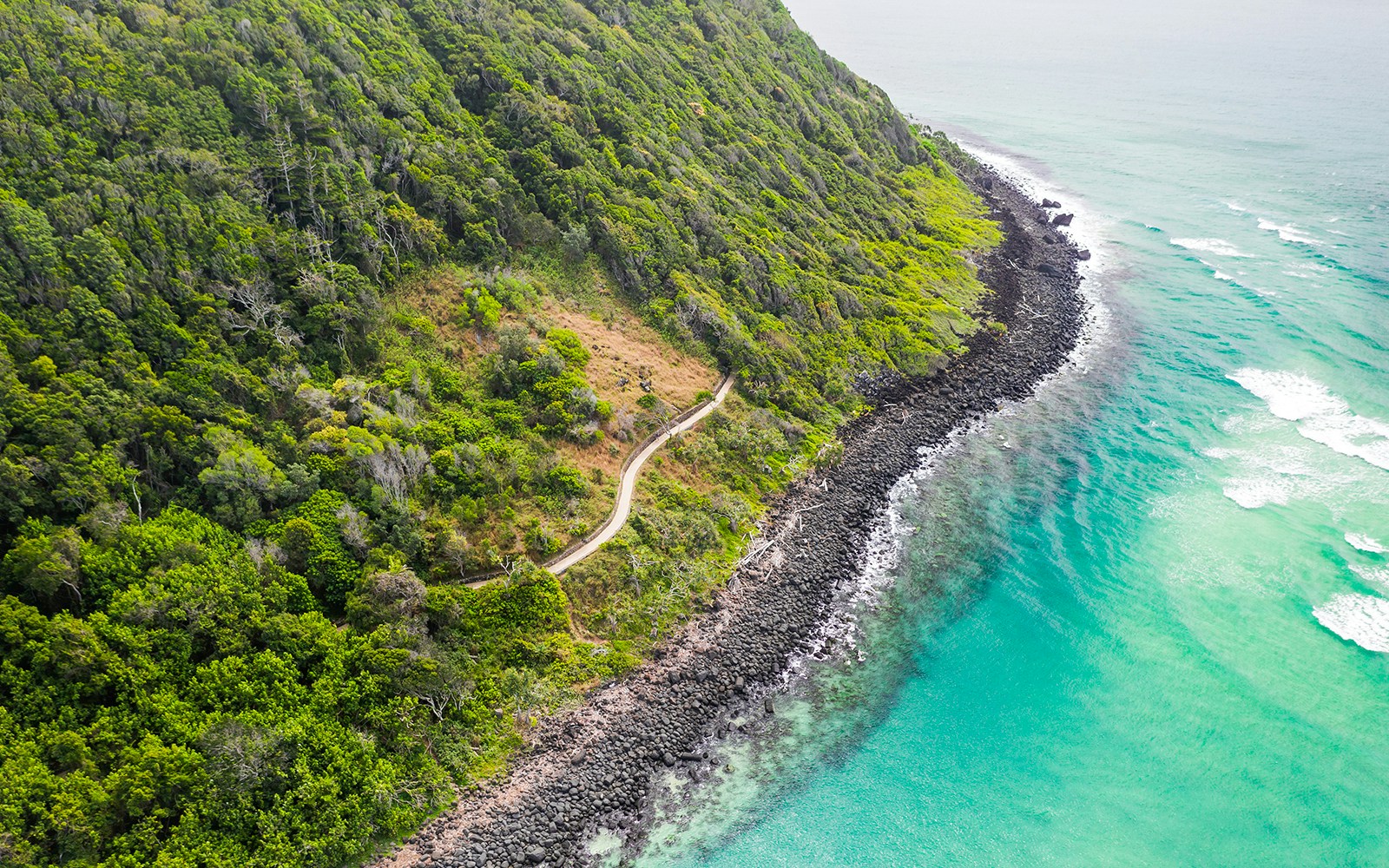 An aerial view of Burleigh Head national park