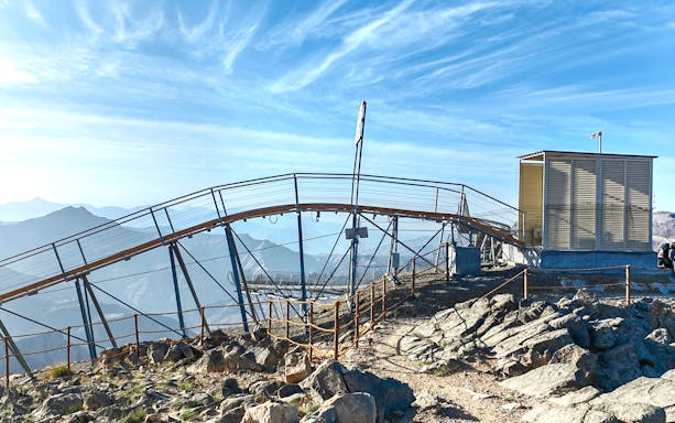 Jais Sledder track with mountain views in Jebel Jais, UAE.