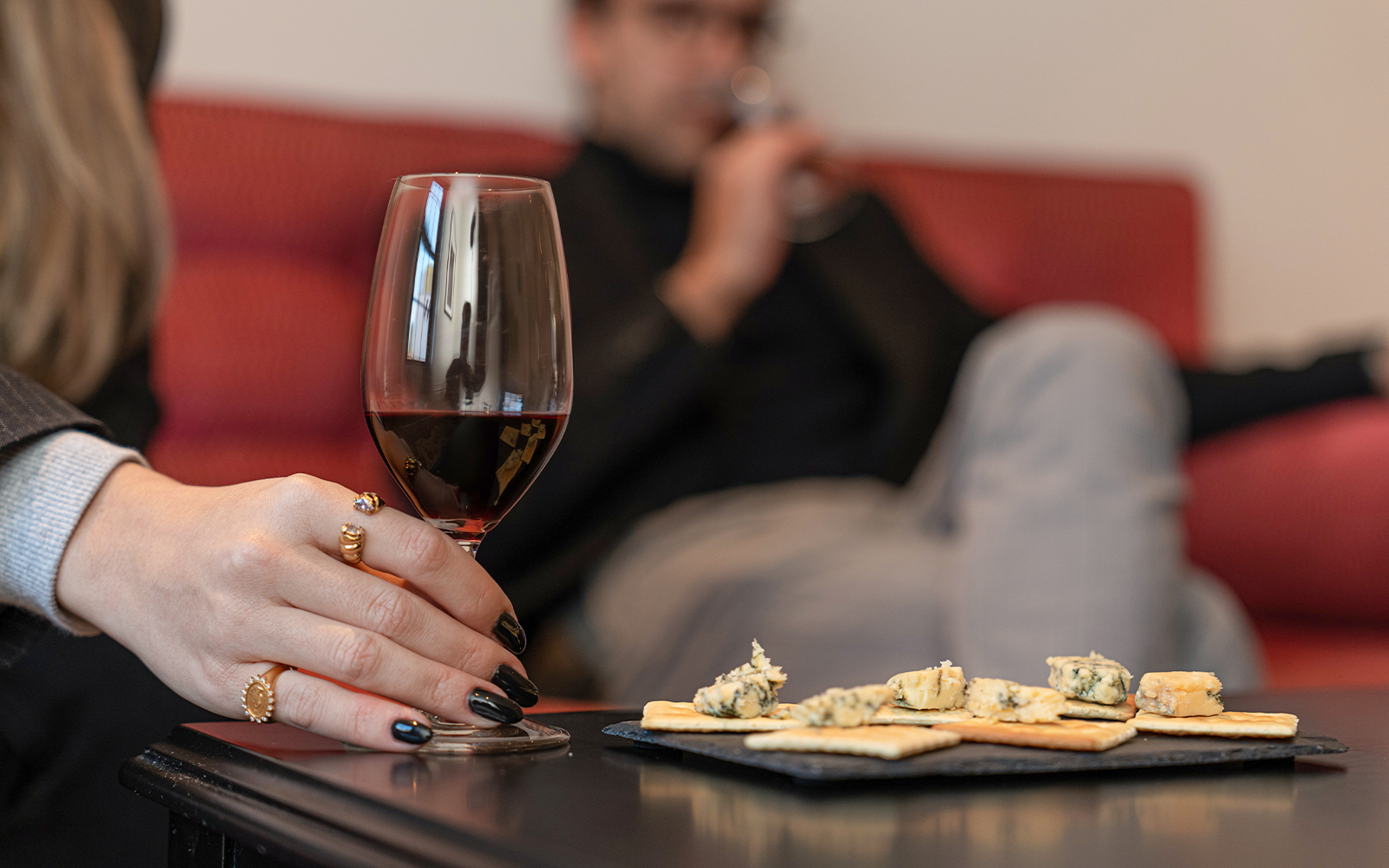 Wine and cheese during dinner