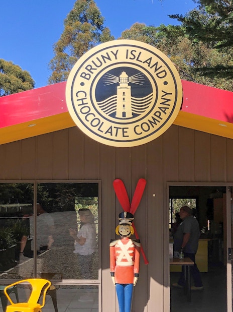 Bruny Island Chocolate Company entrance with visitors inside.