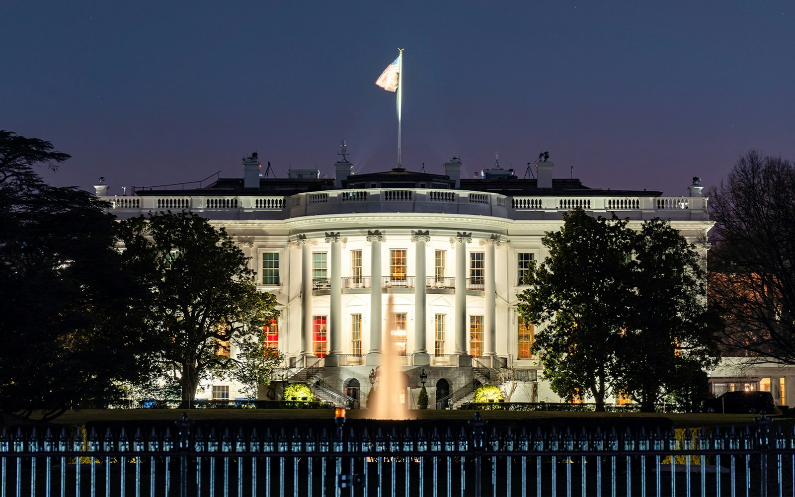 The White House illuminated at night, Washington D.C.