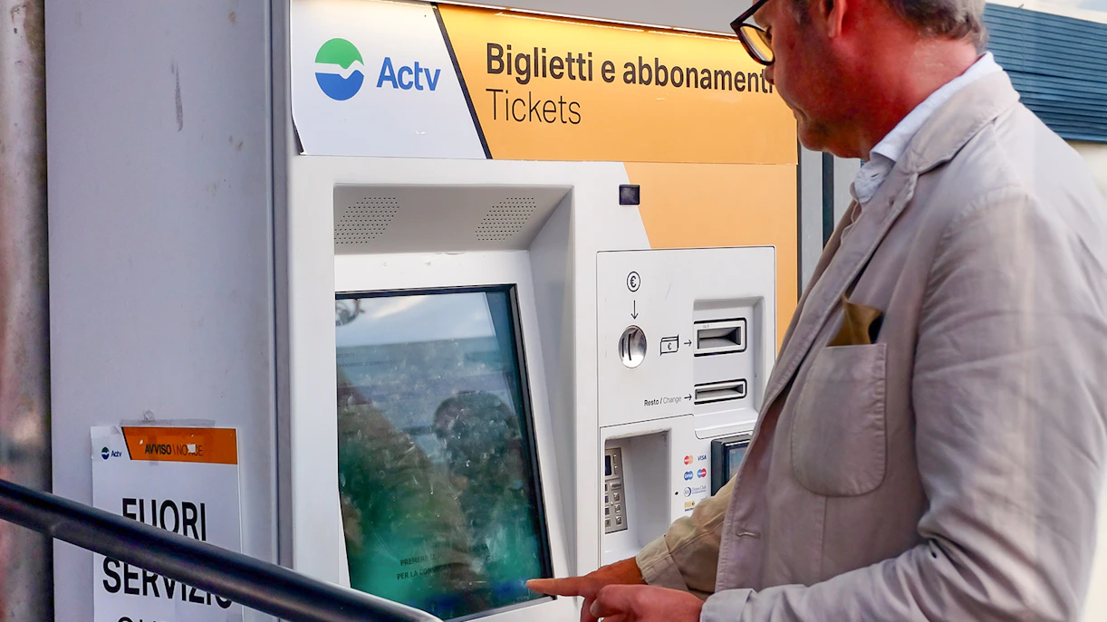 ACTV ticket kiosk for vaporetto in Venice.