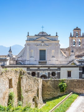 Castel Sant'Elmo facade with historic architecture in Naples, Italy.