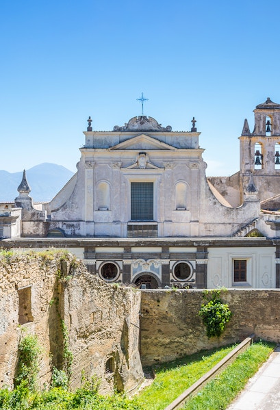 Castel Sant'Elmo facade with historic architecture in Naples, Italy.