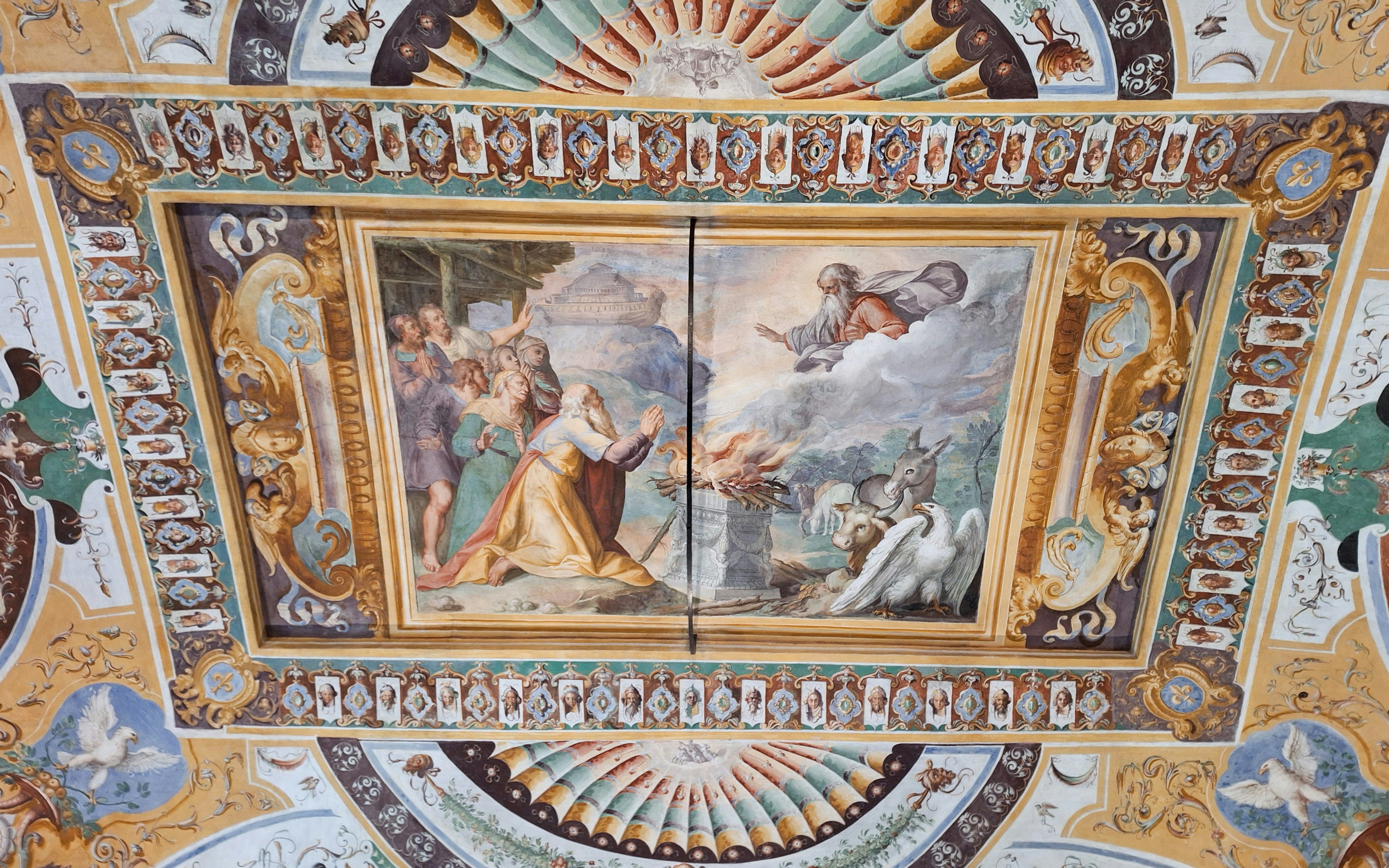 Fresco depicting Noah's sacrifice in Villa d'Este's Hall of Noah, Tivoli, Italy.