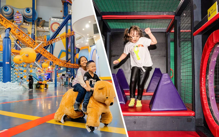 Children enjoying rides and activities at Berjaya Times Square Theme Park and SuperPark Malaysia.