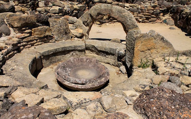 Ancient stone structure at Barumini UNESCO Site, Sardinia, Italy.