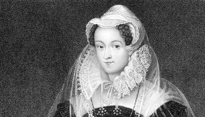 Mary Queen of Scots statue in Edinburgh, Scotland, historical tour site.