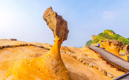 Queen’s Head rock formation at Yehliu Geopark, New Taipei City, Taiwan.