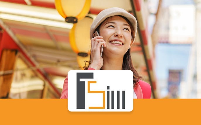 Tourist using phone with Japan 4G eSIM card under traditional lanterns.