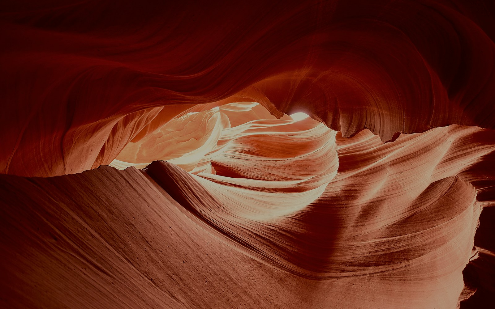 Upper Antelope Canyon sandstone formations with light beams, Page, Arizona.