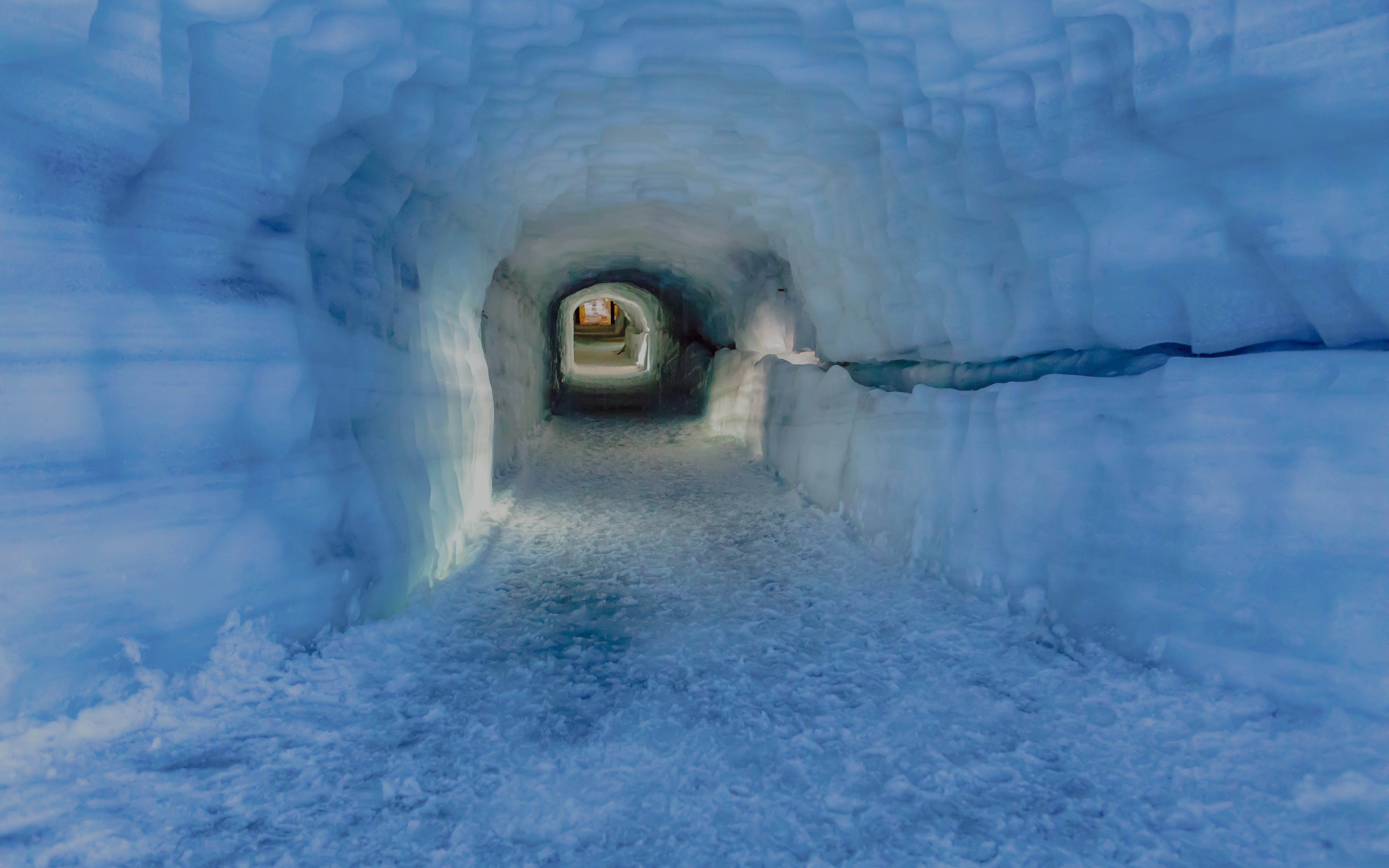 Langjokull Glacier ice tunnel interior, Iceland.