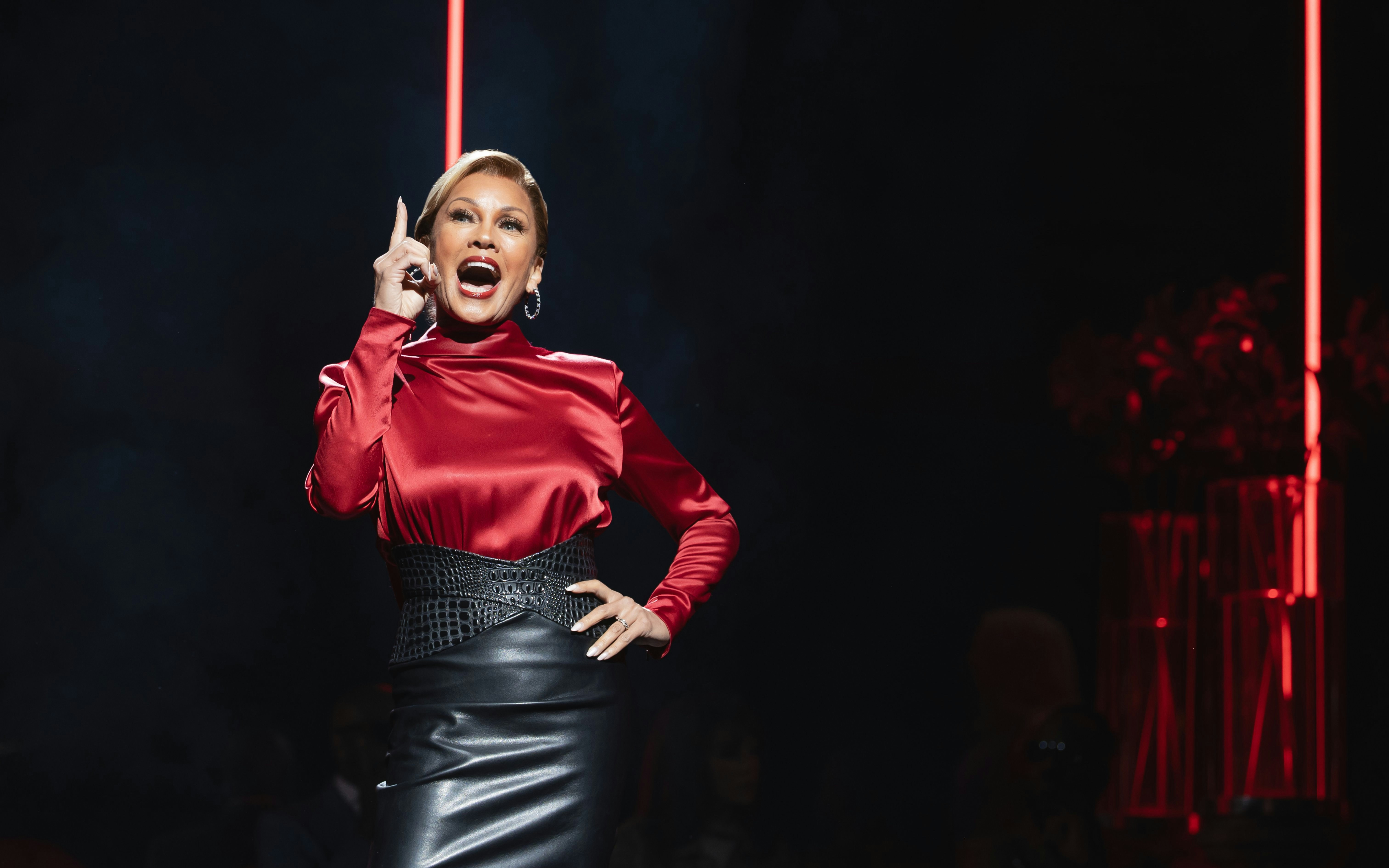 Performer on stage during The Devil Wears Prada West End show.