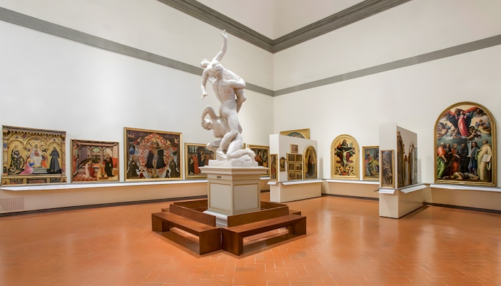 Sculpture of Rape of a Sabine Woman at Accademia Gallery, Florence.