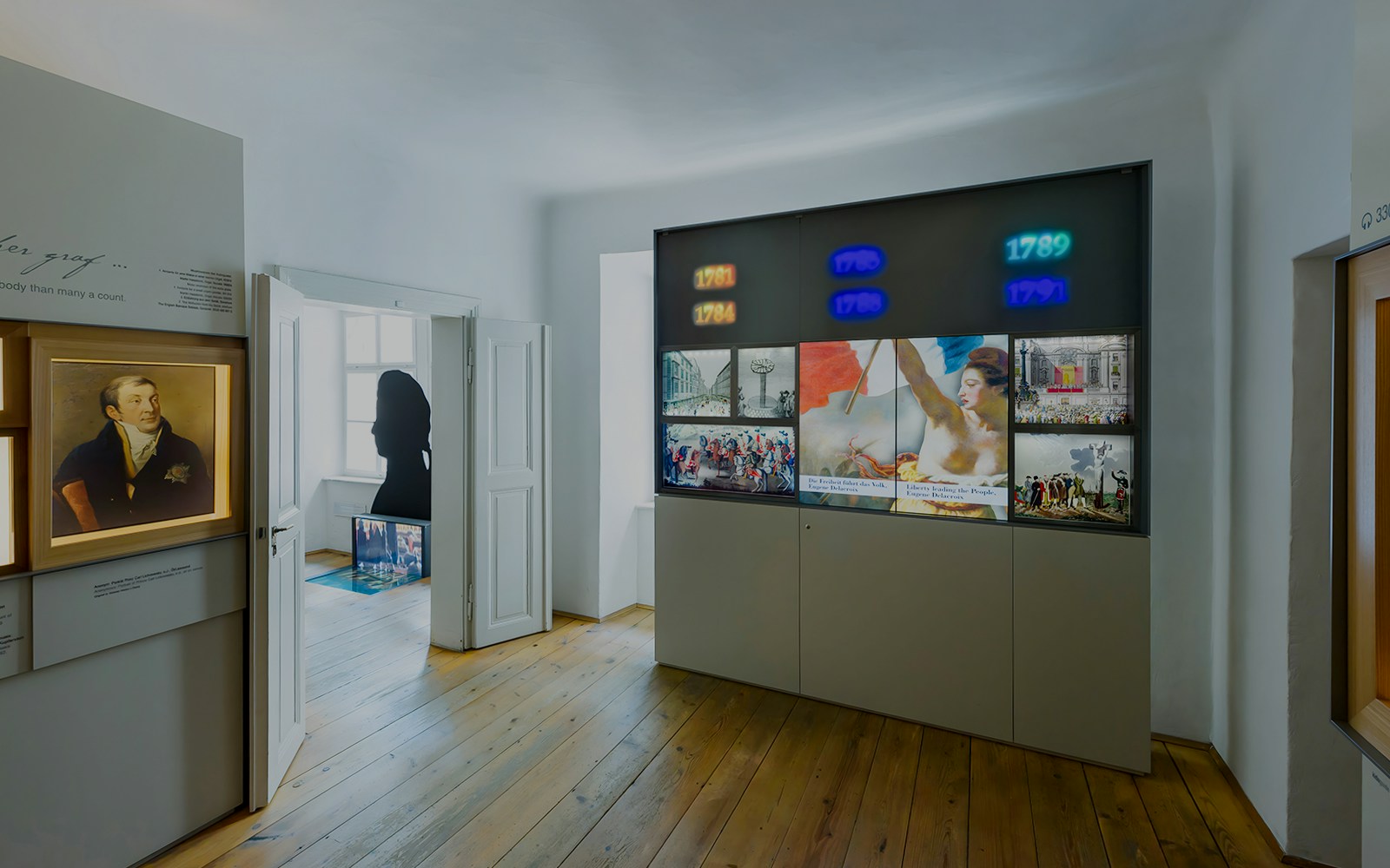 Mozarthaus Vienna entrance with visitors using audio guides.