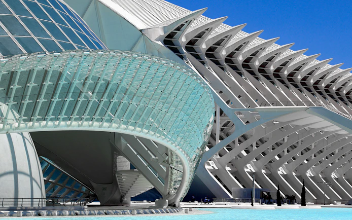 Hemisfèric building exterior in Valencia, Spain, showcasing modern architecture.