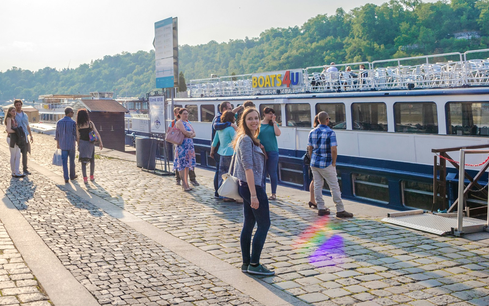 A woman near the 1-Hour Panoramic Sightseeing Cruise boarding point