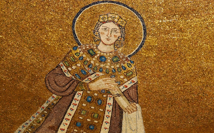 Mosaic of Saint Agnes in Catacombs of Saint Agnes, Rome.