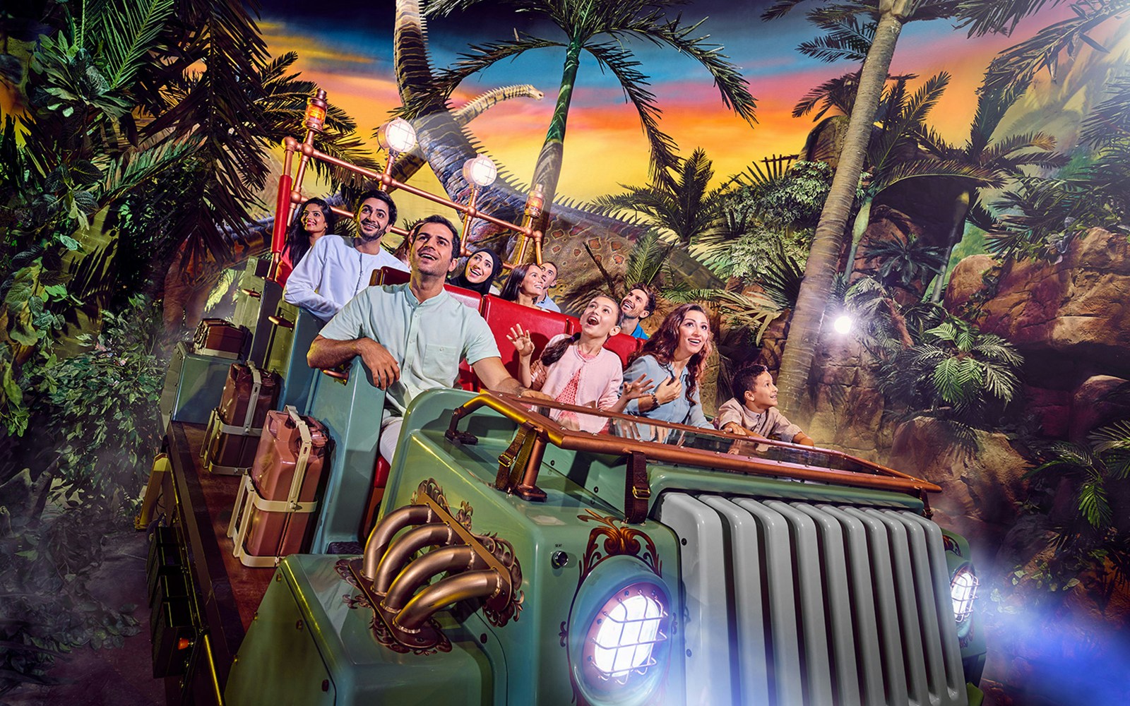 IMG Worlds of Adventure indoor theme park in Dubai with roller coasters and attractions.