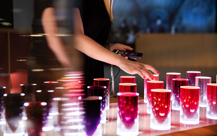 Interactive wine display at Cite du Vin in Bordeaux.