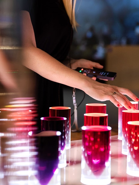 Interactive wine display at Cite du Vin in Bordeaux.