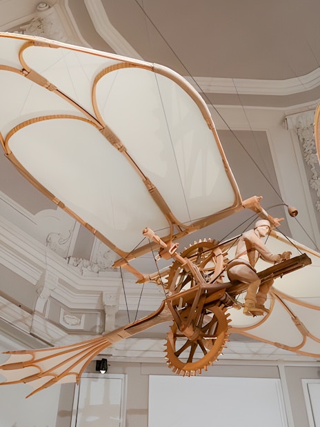 Flying machine model displayed at Leonardo3 Museum, Milan.
