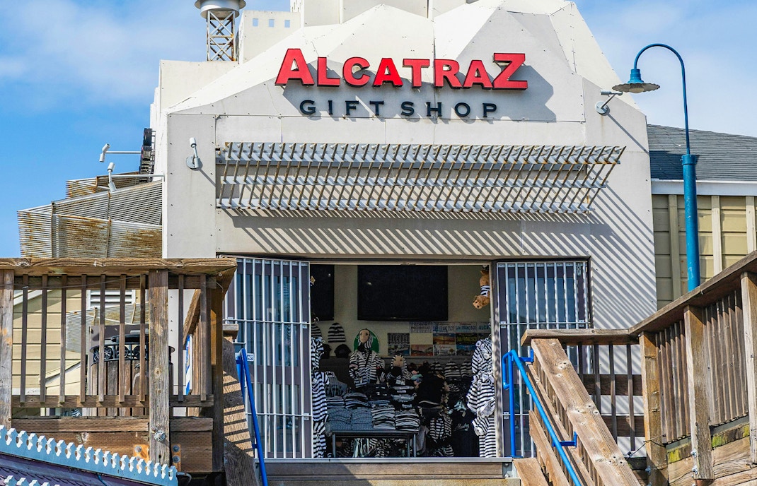 Alcatraz gift shop entrance at Pier 39, San Francisco.