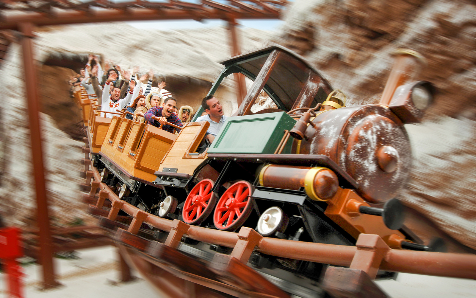 Roller coaster ride at Gardaland Verona, featuring the Mammut attraction.