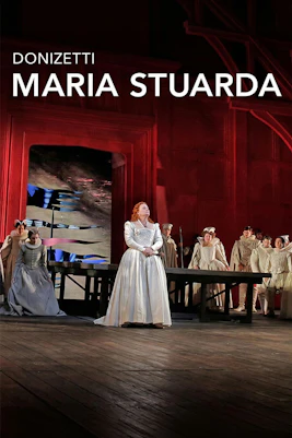 Maria Stuarda opera performance on Broadway stage with cast in period costumes.