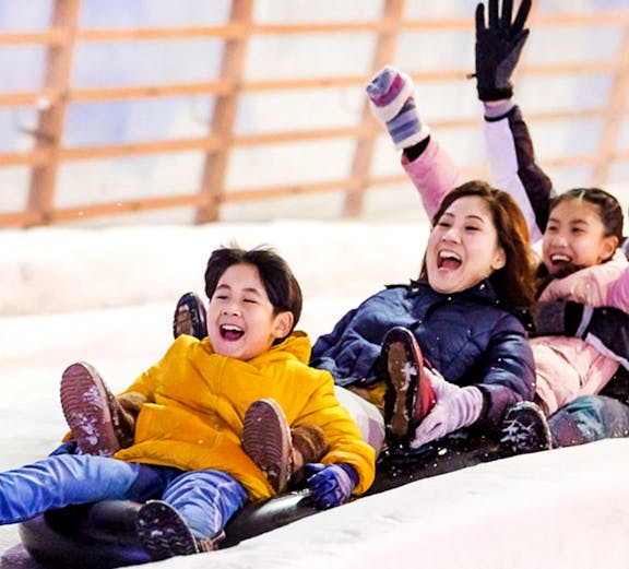 Children enjoying a snow slide at Snow City.
