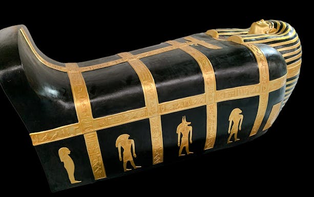 Ancient Egyptian hieroglyphs inside the Tomb of the Pharaohs, Luxor, Egypt.