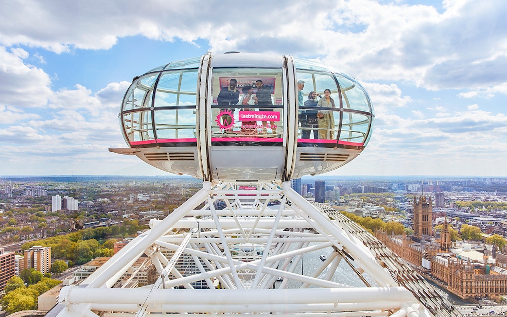 London Eye capsule with cityscape view from river cruise, part of Combo deal.