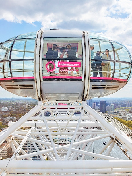 London Eye capsule with cityscape view from river cruise, part of Combo deal.