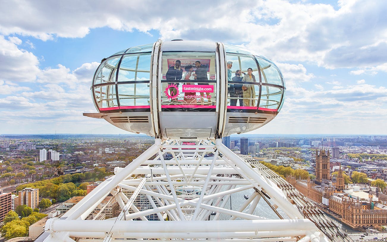 London Eye capsule with cityscape view from river cruise, part of Combo deal.