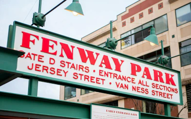 Fenway Park entrance sign, part of Boston Strangler detective game tour.