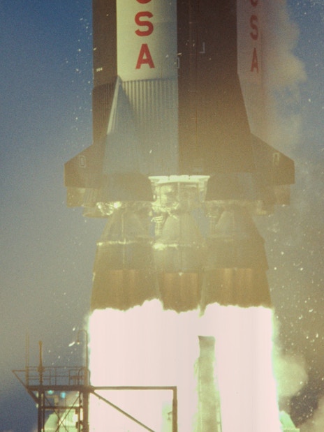 Rocket launch at Fabrique des Lumières for The Moonwalkers 360° experience narrated by Tom Hanks.