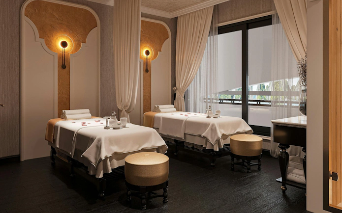 Luxury spa room with two massage tables on La Casta Star Cruise, Lan Ha Bay.
