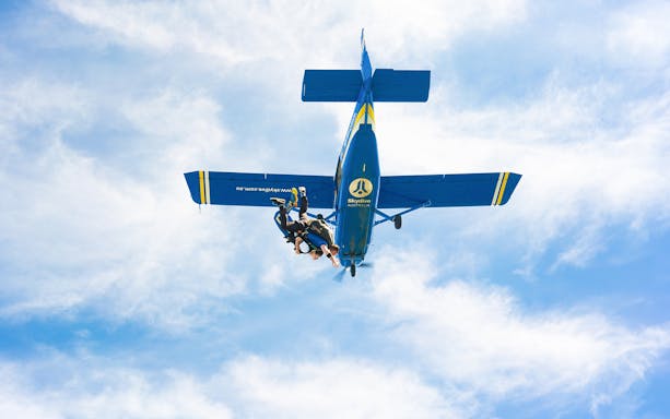Tandem skydive from plane over Yarra Valley, Melbourne at 15,000ft.