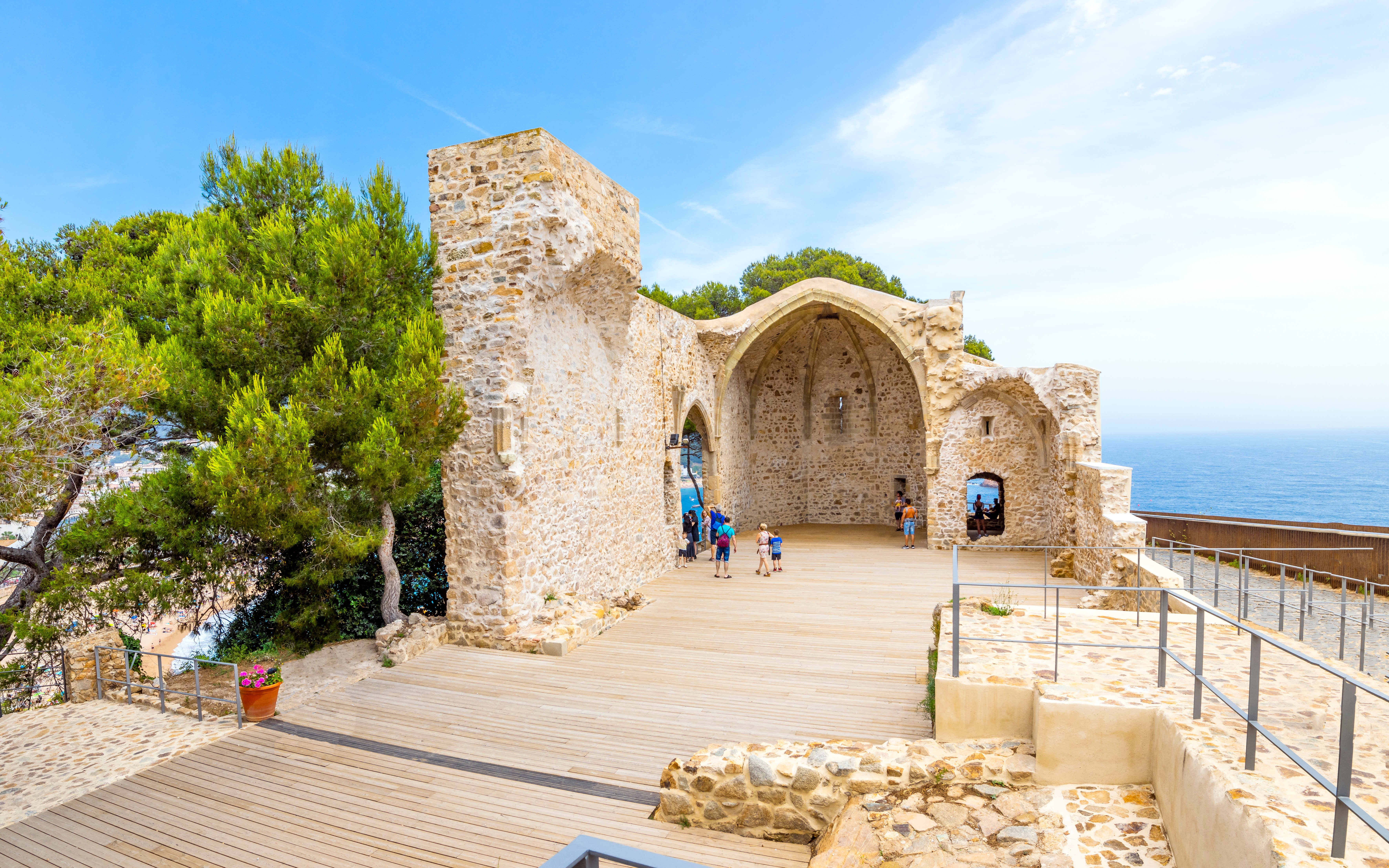 Ruins of Gothic Esglesia Vella de Sant Vicenc Church at Tossa de Mar, Costa Brava, Spain.