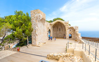 Ruins of Gothic Esglesia Vella de Sant Vicenc Church at Tossa de Mar, Costa Brava, Spain.