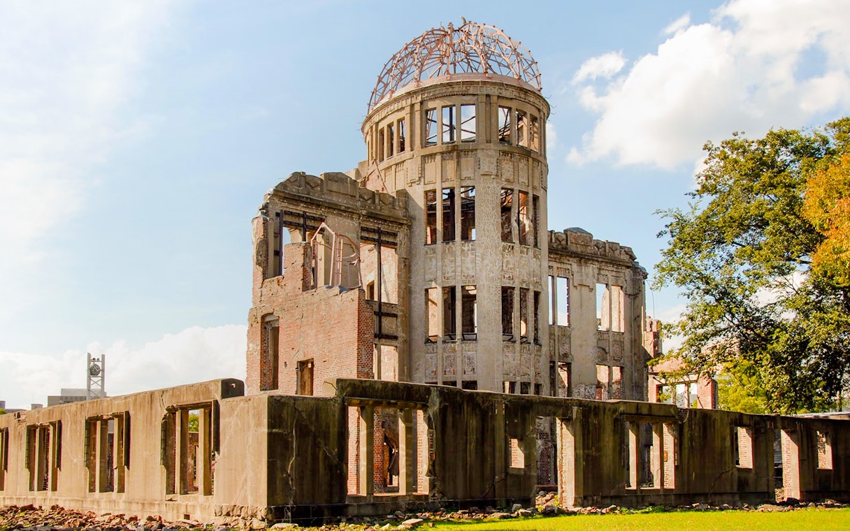 Hiroshima Peace Memorial, dome structure in Peace Memorial Park, Japan.