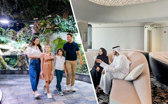 People relaxing with drinks at the lounge on level 148, Burj Khalifa.
